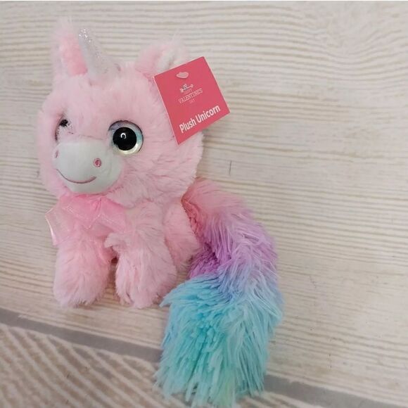 Pink Unicorn Plush Toy with Glitter Horn & Pastel Rainbow Tail - Picture 5 of 15
